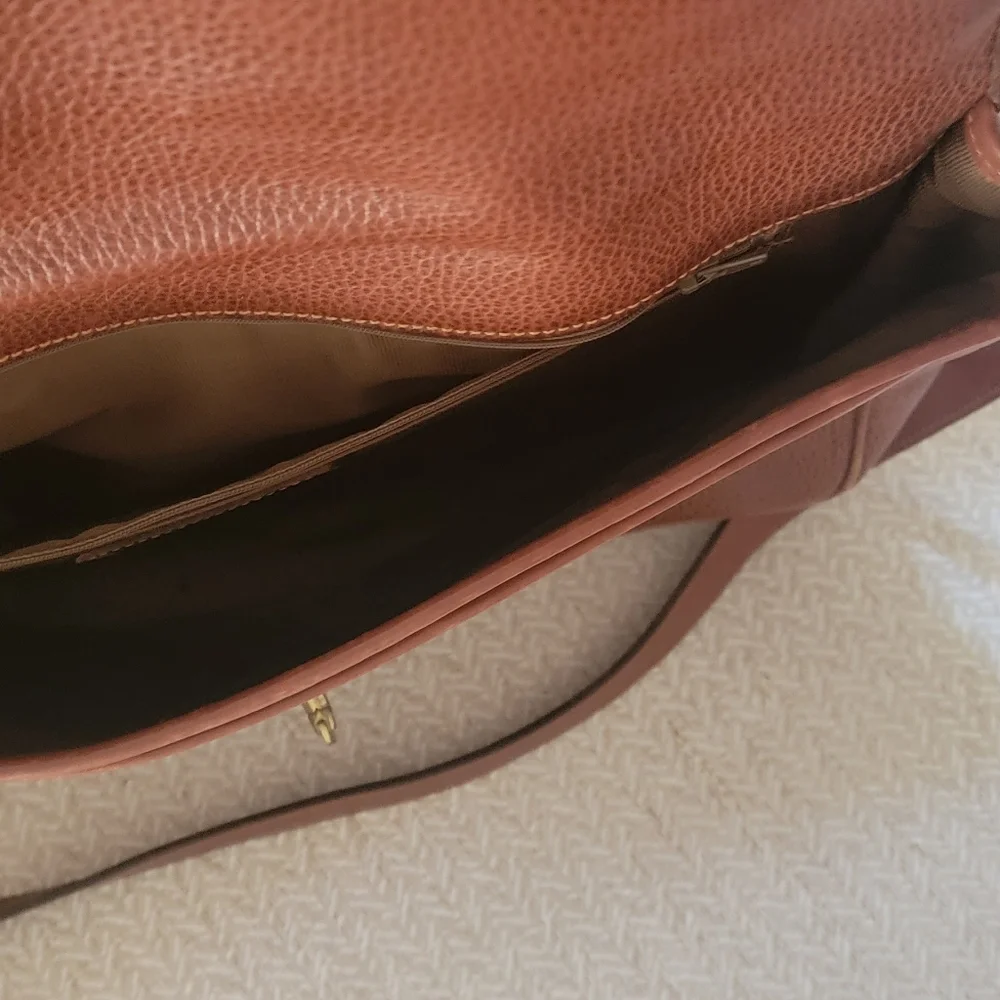 Coach Brown Leather Laptop Bag with Gold Hardware